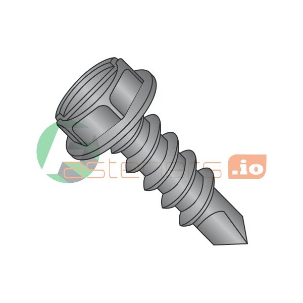 Newport Fasteners Self-Drilling Screw, #10 x 3/4 in, Black Oxide Steel Flange Hex Head External Hex Drive, 6000 PK 374098 - main